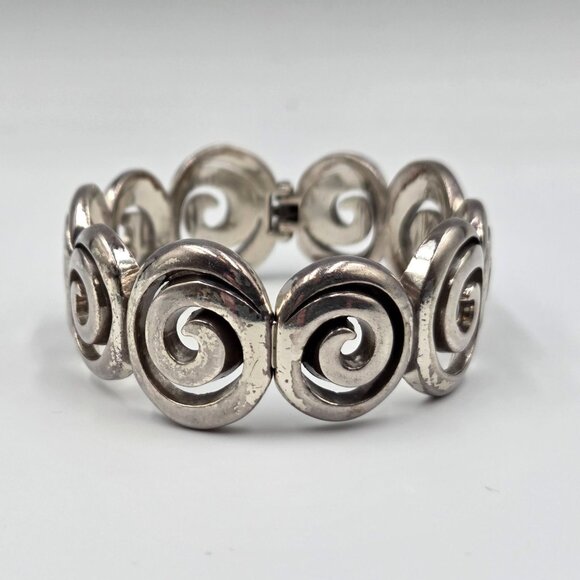 Brighton Vertigo Silver Hinged Swirl Magnetic Close Bangle Bracelet READ - Picture 5 of 7